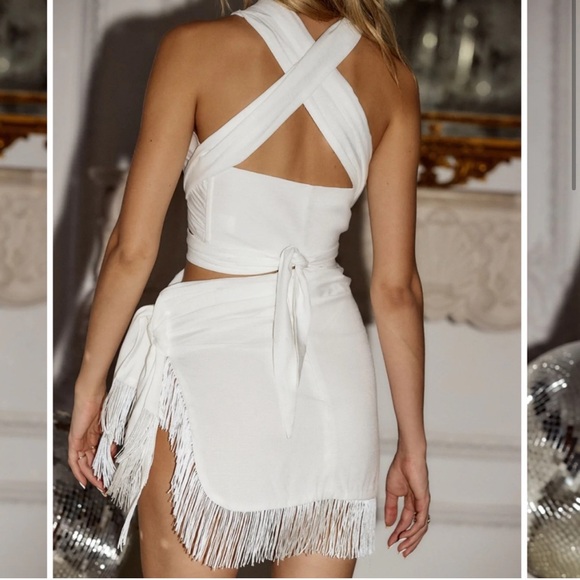 12th Tribe Rosalina White Fringe skirt - Picture 3 of 6